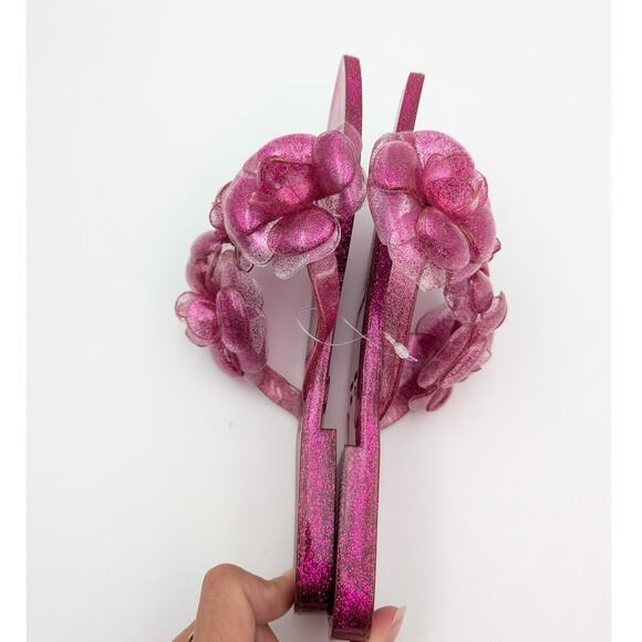 Jeffrey Campbell Fleuris Jelly Flip Flop Thong Sandal Pink Glitter Size US7 EU38 - Picture 6 of 11